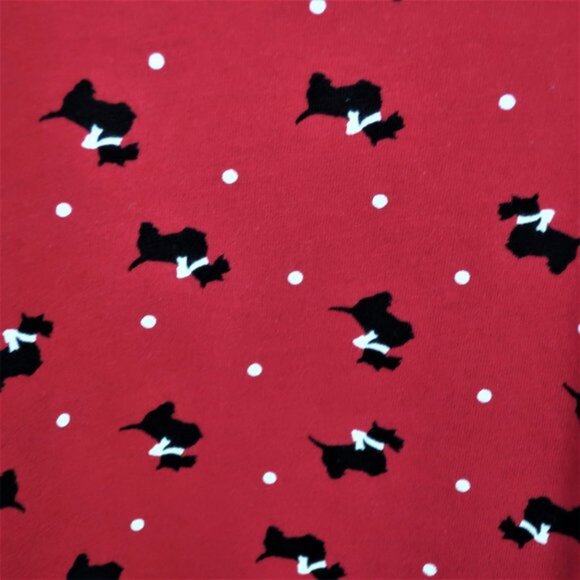 Charter Club Small Sleep Shirt Red & Black Scottie Dog V-Neck Bow Cotton - Picture 3 of 5
